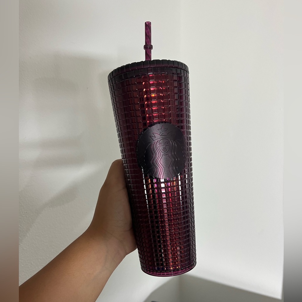 Starbucks maroon burgundy grid tumbler